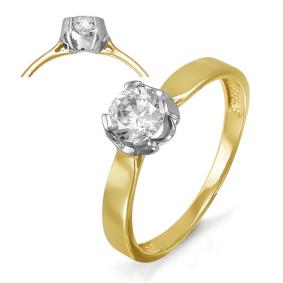 Кольцо из лимонного золота КЮЗ Del'ta Dл114483 с фианитом Dл114483 фото