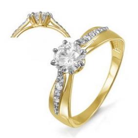 Кольцо из лимонного золота КЮЗ Del'ta Dл114484 с фианитом Dл114484 фото