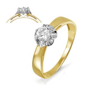 Золотое кольцо КЮЗ Del'ta Dл114485 с фианитом Dл114485 фото