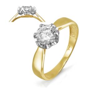 Кольцо из лимонного золота КЮЗ Del'ta Dл114487 с фианитом Dл114487 фото