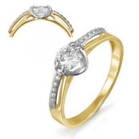 Кольцо из лимонного золота КЮЗ Del'ta Dл114490 с фианитом Dл114490 фото