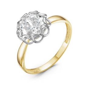 Кольцо из лимонного золота КЮЗ Del'ta Dл115681 с фианитом Dл115681 фото