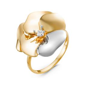 Золотое кольцо КЮЗ Del'ta Dл115974 с фианитом Dл115974 фото