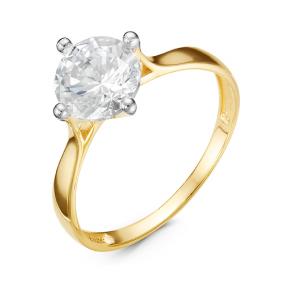 Кольцо из лимонного золота КЮЗ Del'ta Dл116649 с фианитом Dл116649 фото
