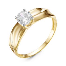 Кольцо из лимонного золота КЮЗ Del'ta Dл116722 с фианитом Dл116722 фото