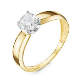 Кольцо из лимонного золота КЮЗ Del'ta Dл117037 с фианитом Dл117037 фото