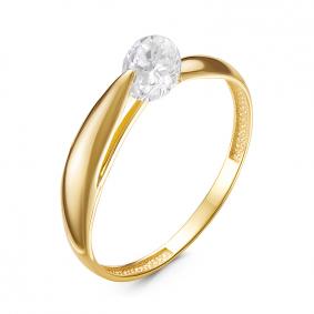 Кольцо из лимонного золота КЮЗ Del'ta Dл117284 с фианитом Dл117284 фото