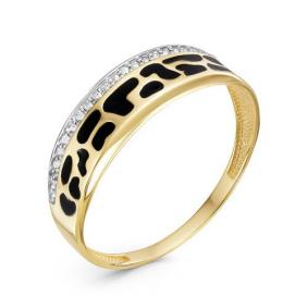 Кольцо из лимонного золота КЮЗ Del'ta Dл118926 с фианитом и эмалью Dл118926 фото