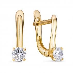 Золотые серьги КЮЗ Del'ta Dл1201743 с фианитом Dл1201743 фото