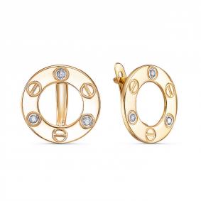 Золотые серьги КЮЗ Del'ta Dл1202123 с фианитом Dл1202123 фото