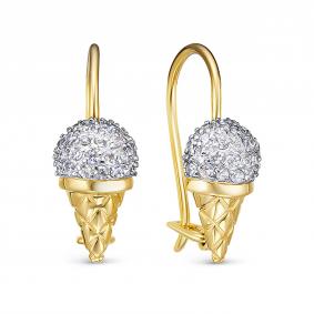 Золотые серьги КЮЗ Del'ta Dл1202375 с фианитом Dл1202375 фото