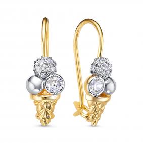 Золотые серьги КЮЗ Del'ta Dл1202376 с фианитом Dл1202376 фото