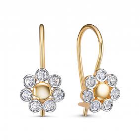 Золотые серьги КЮЗ Del'ta Dл1202481 с фианитом Dл1202481 фото