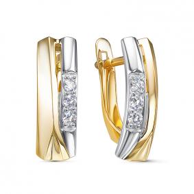 Золотые серьги КЮЗ Del'ta Dл1202539 с фианитом Dл1202539 фото