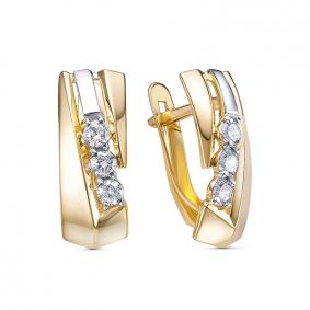 Золотые серьги КЮЗ Del'ta Dл1202553 с фианитом Dл1202553 фото