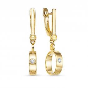 Серьги из лимонного золота КЮЗ Del'ta Dл1202651 с фианитом Dл1202651 фото