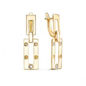 Серьги из лимонного золота КЮЗ Del'ta Dл1202652 с фианитом Dл1202652 фото