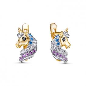 Золотые серьги КЮЗ Del'ta Dл1202732 с фианитом Dл1202732 фото