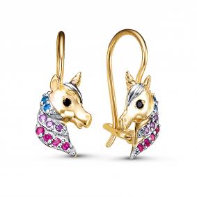 Золотые серьги КЮЗ Del'ta Dл1202733 с фианитом Dл1202733 фото