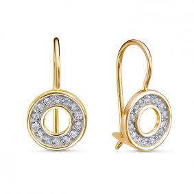 Золотые серьги КЮЗ Del'ta Dл1202744 с фианитом Dл1202744 фото