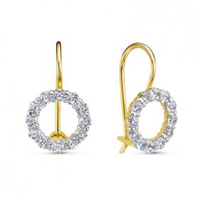 Золотые серьги КЮЗ Del'ta Dл1202805 с фианитом Dл1202805 фото