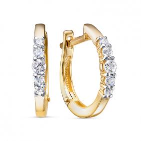 Золотые серьги КЮЗ Del'ta Dл1202847 с фианитом Dл1202847 фото