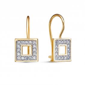 Золотые серьги КЮЗ Del'ta Dл1202859 с фианитом Dл1202859 фото