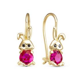 Серьги из лимонного золота КЮЗ Del'ta Dл1202895 с фианитом Dл1202895 фото