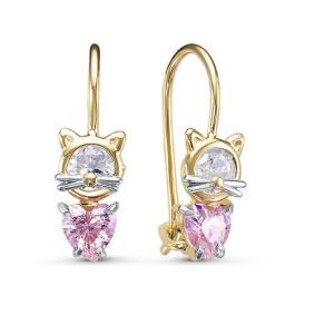 Серьги из лимонного золота КЮЗ Del'ta Dл1202927 с фианитом Dл1202927 фото