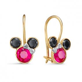 Золотые серьги КЮЗ Del'ta Dл1203416 с фианитом Dл1203416 фото