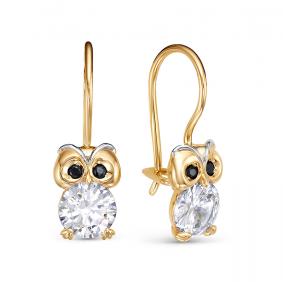 Золотые серьги КЮЗ Del'ta Dл1203463 с фианитом Dл1203463 фото