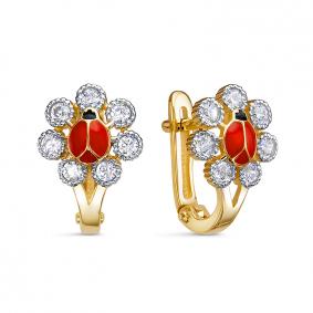 Золотые серьги КЮЗ Del'ta Dл1203635 с фианитом Dл1203635 фото