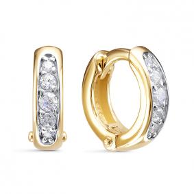 Золотые серьги КЮЗ Del'ta Dл1203760 с фианитом Dл1203760 фото