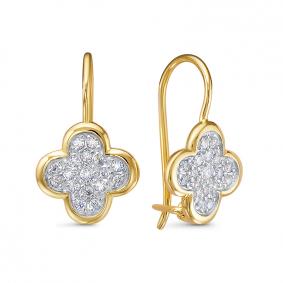 Золотые серьги КЮЗ Del'ta Dл1203972 с фианитом Dл1203972 фото