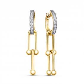 Золотые серьги КЮЗ Del'ta Dл1204014 с фианитом Dл1204014 фото