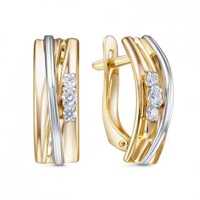 Золотые серьги КЮЗ Del'ta Dл1204205 с фианитом Dл1204205 фото