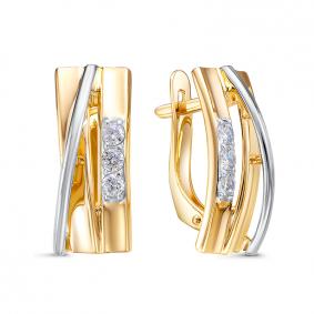 Золотые серьги КЮЗ Del'ta Dл1204263 с фианитом Dл1204263 фото