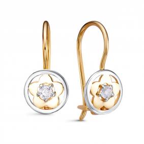 Золотые серьги КЮЗ Del'ta Dл1204359 с фианитом Dл1204359 фото