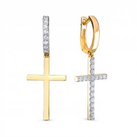 Золотые серьги КЮЗ Del'ta Dл1204418 с фианитом Dл1204418 фото