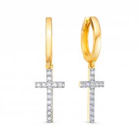 Золотые серьги КЮЗ Del'ta Dл1204420 с фианитом Dл1204420 фото