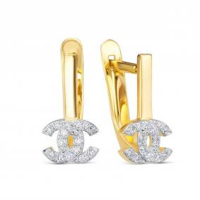 Серьги из лимонного золота КЮЗ Del'ta Dл1204648 с фианитом Dл1204648 фото