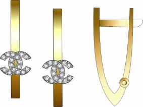 Золотые серьги КЮЗ Del'ta Dл1204652 с фианитом Dл1204652 фото