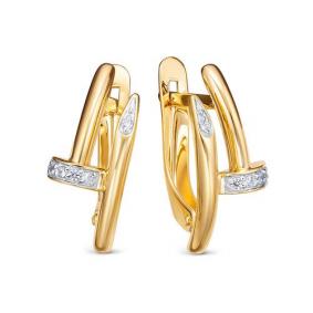 Серьги из лимонного золота КЮЗ Del'ta Dл1204714 с фианитом Dл1204714 фото