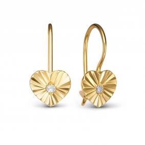 Золотые серьги КЮЗ Del'ta Dл1204779 с фианитом Dл1204779 фото
