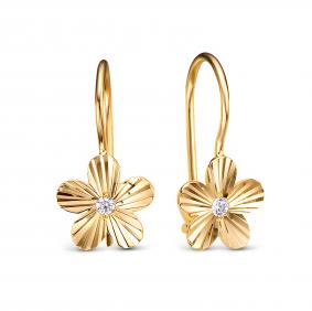 Золотые серьги КЮЗ Del'ta Dл1204794 с фианитом Dл1204794 фото