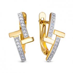 Золотые серьги КЮЗ Del'ta Dл1204821 с фианитом Dл1204821 фото