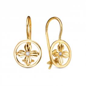 Золотые серьги КЮЗ Del'ta Dл1204834 с фианитом Dл1204834 фото