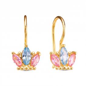 Золотые серьги КЮЗ Del'ta Dл1204912 с фианитом Dл1204912 фото