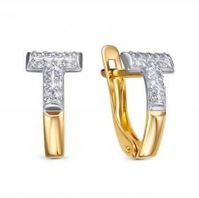 Золотые серьги КЮЗ Del'ta Dл1204917 с фианитом Dл1204917 фото