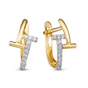 Золотые серьги КЮЗ Del'ta Dл1204921 с фианитом Dл1204921 фото
